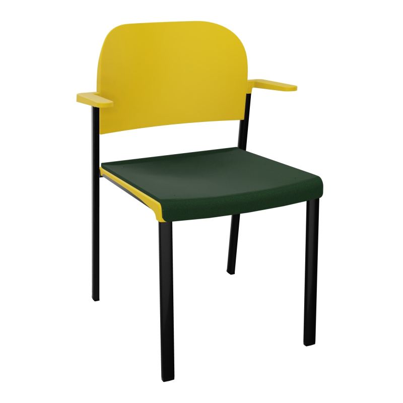 ROMY CHAISE 4P FIXES ASSISE TISSU DOSSIER POLYPRO AVEC ACCOUDOIRS  A9 SG PW