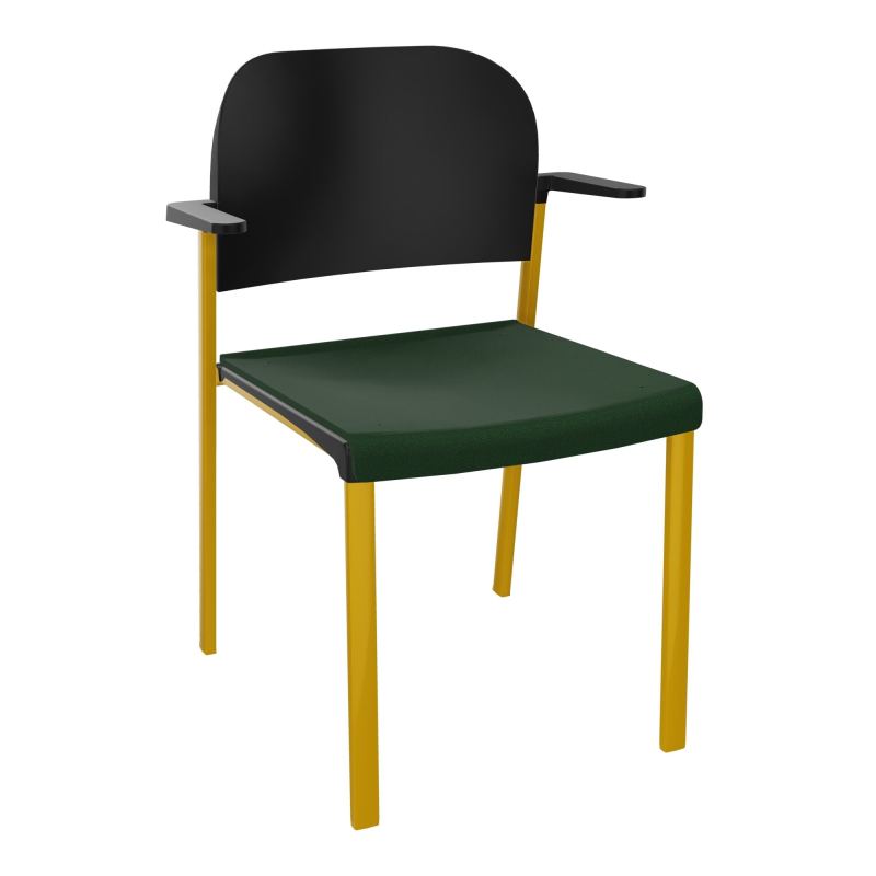 ROMY CHAISE 4P FIXES ASSISE TISSU DOSSIER POLYPRO AVEC ACCOUDOIRS  A9 SX PU