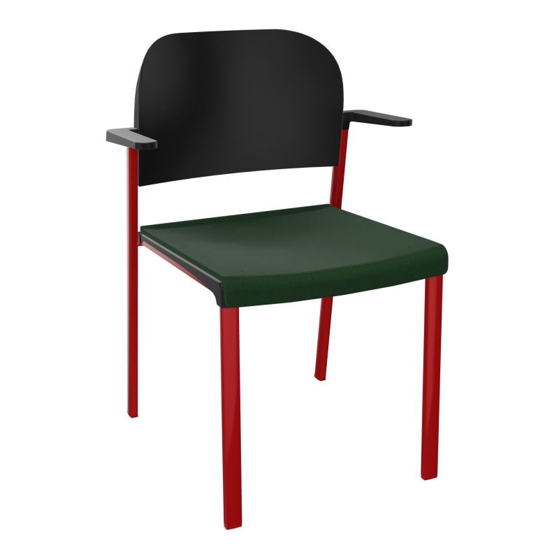 ROMY CHAISE 4P FIXES ASSISE TISSU DOSSIER POLYPRO AVEC ACCOUDOIRS  A9 ZY PU