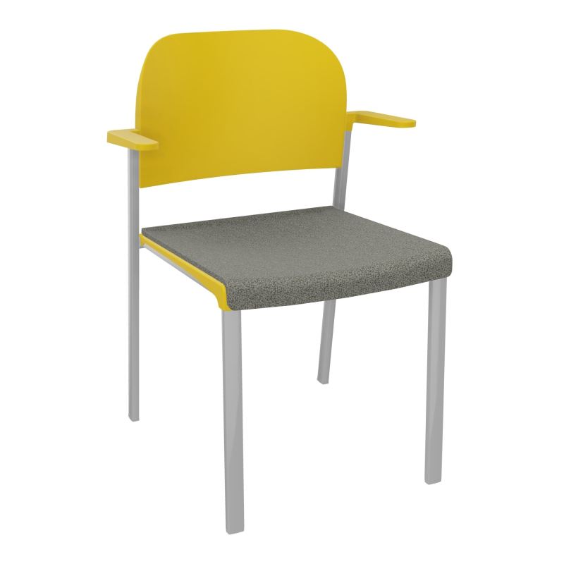 ROMY CHAISE 4P FIXES ASSISE TISSU DOSSIER POLYPRO AVEC ACCOUDOIRS  B1 SB PW