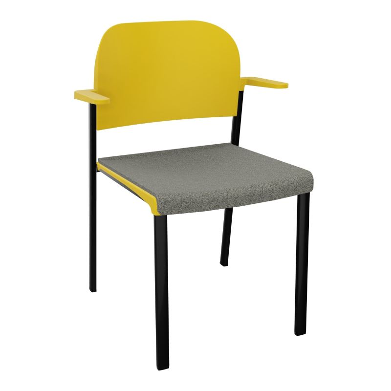 ROMY CHAISE 4P FIXES ASSISE TISSU DOSSIER POLYPRO AVEC ACCOUDOIRS  B1 SG PW
