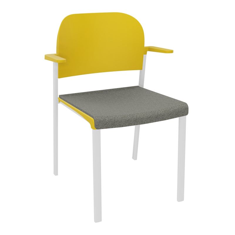 ROMY CHAISE 4P FIXES ASSISE TISSU DOSSIER POLYPRO AVEC ACCOUDOIRS  B1 SP PW