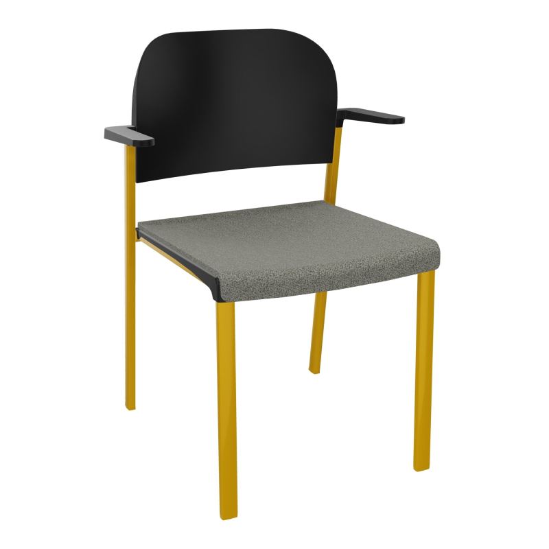 ROMY CHAISE 4P FIXES ASSISE TISSU DOSSIER POLYPRO AVEC ACCOUDOIRS  B1 SX PU