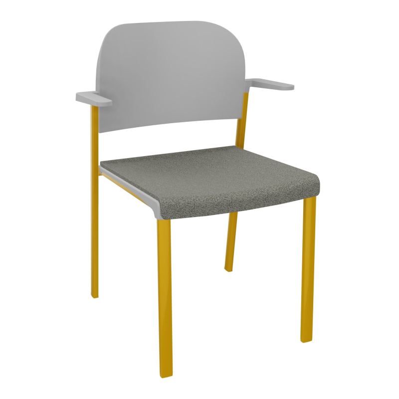 ROMY CHAISE 4P FIXES ASSISE TISSU DOSSIER POLYPRO AVEC ACCOUDOIRS  B1 SX PX