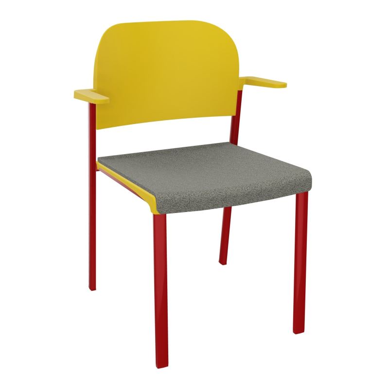 ROMY CHAISE 4P FIXES ASSISE TISSU DOSSIER POLYPRO AVEC ACCOUDOIRS  B1 ZY PW