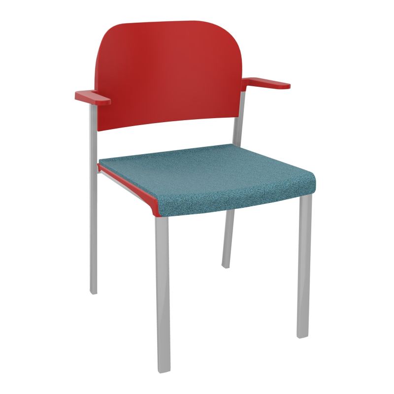 ROMY CHAISE 4P FIXES ASSISE TISSU DOSSIER POLYPRO AVEC ACCOUDOIRS  B4 SB PZ
