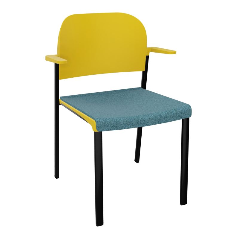 ROMY CHAISE 4P FIXES ASSISE TISSU DOSSIER POLYPRO AVEC ACCOUDOIRS  B4 SG PW
