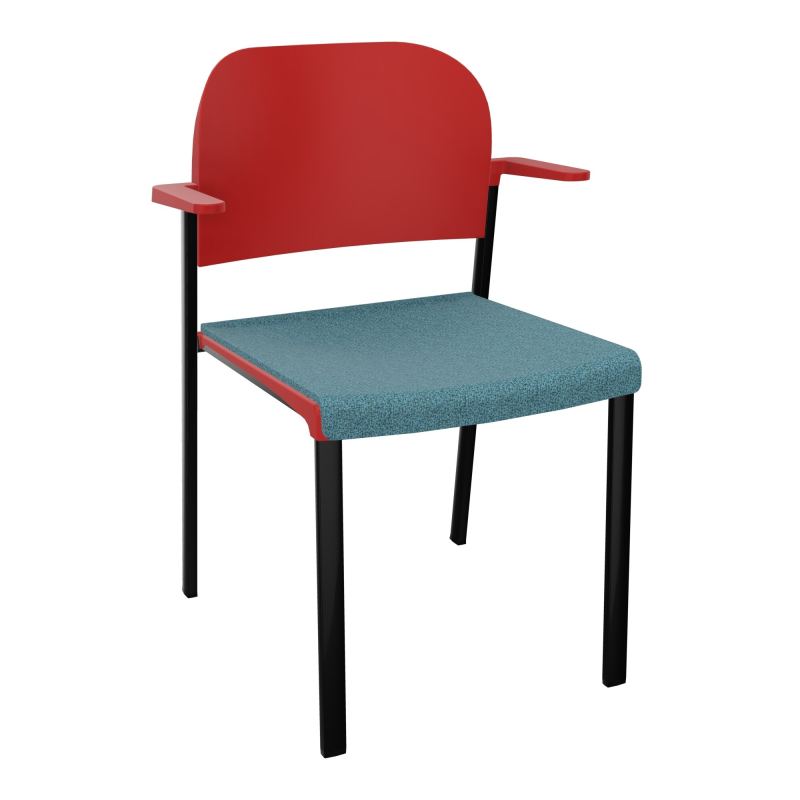 ROMY CHAISE 4P FIXES ASSISE TISSU DOSSIER POLYPRO AVEC ACCOUDOIRS  B4 SG PZ