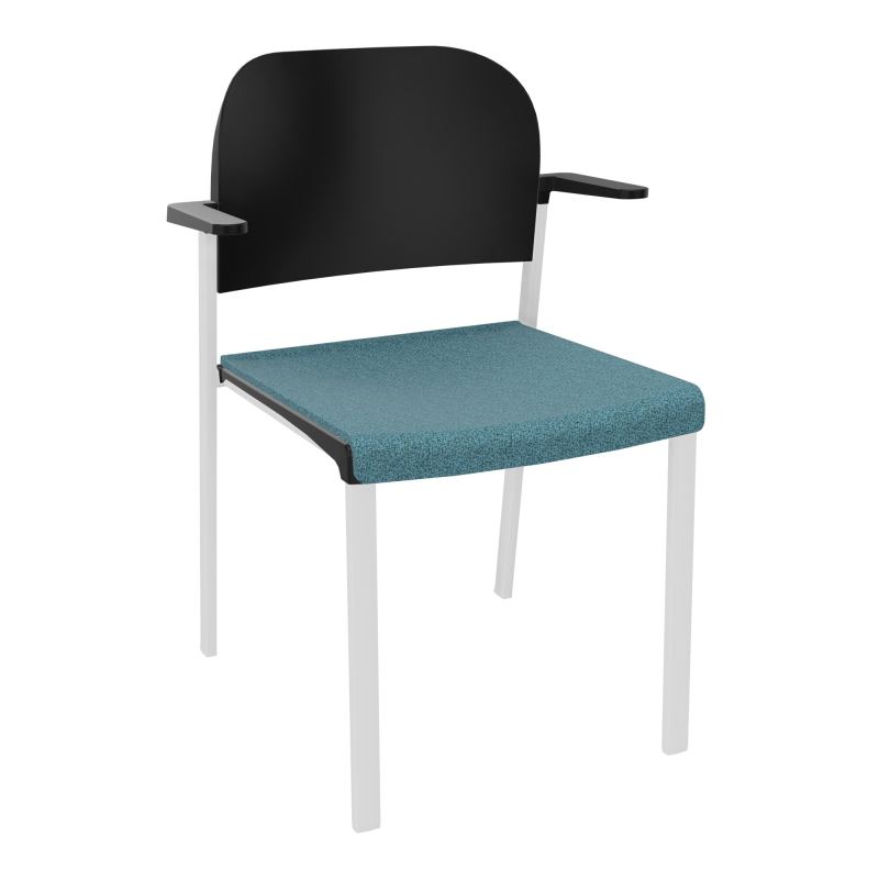 ROMY CHAISE 4P FIXES ASSISE TISSU DOSSIER POLYPRO AVEC ACCOUDOIRS  B4 SP PU