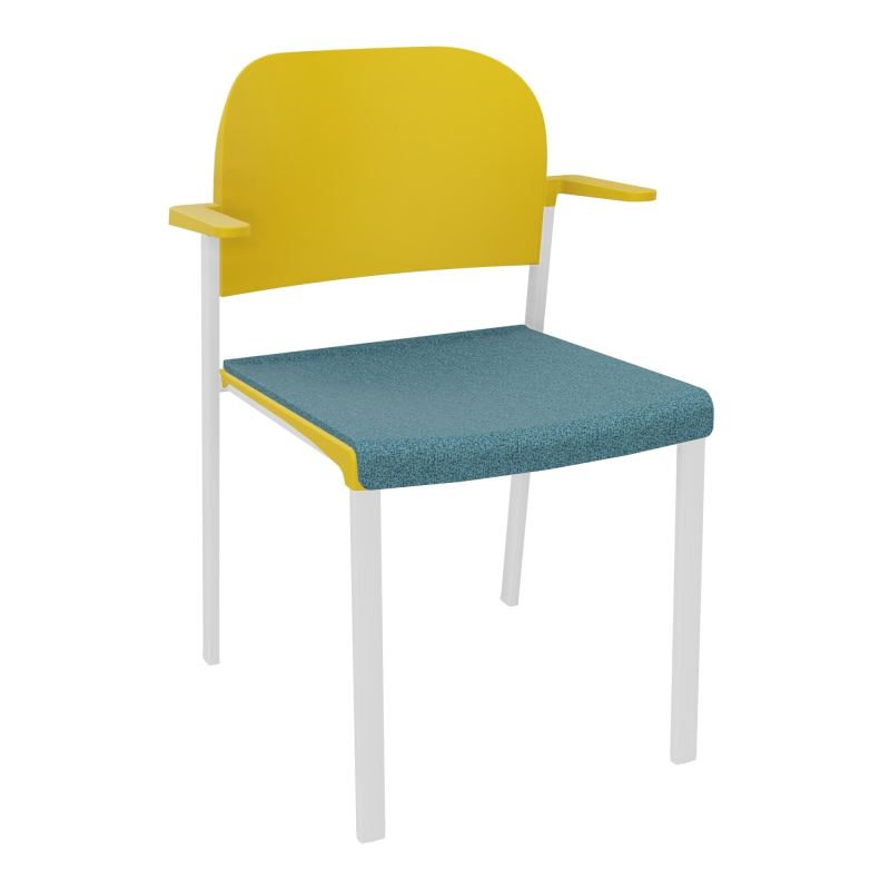 ROMY CHAISE 4P FIXES ASSISE TISSU DOSSIER POLYPRO AVEC ACCOUDOIRS  B4 SP PW