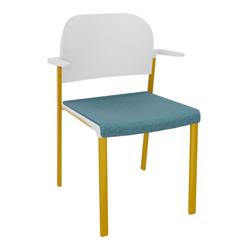 ROMY CHAISE 4P FIXES ASSISE TISSU DOSSIER POLYPRO AVEC ACCOUDOIRS  B4 SX PT