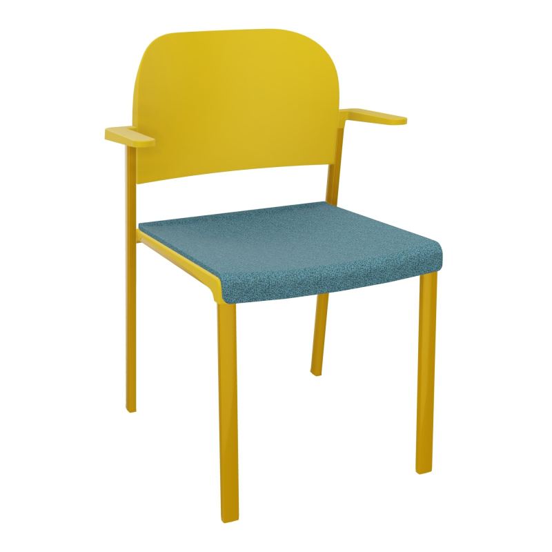 ROMY CHAISE 4P FIXES ASSISE TISSU DOSSIER POLYPRO AVEC ACCOUDOIRS  B4 SX PW