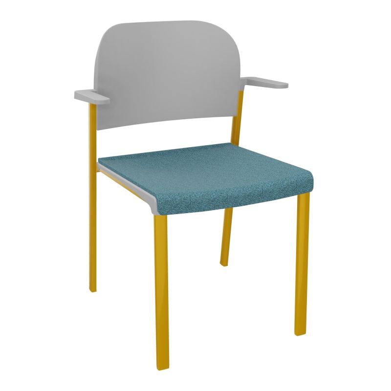 ROMY CHAISE 4P FIXES ASSISE TISSU DOSSIER POLYPRO AVEC ACCOUDOIRS  B4 SX PX