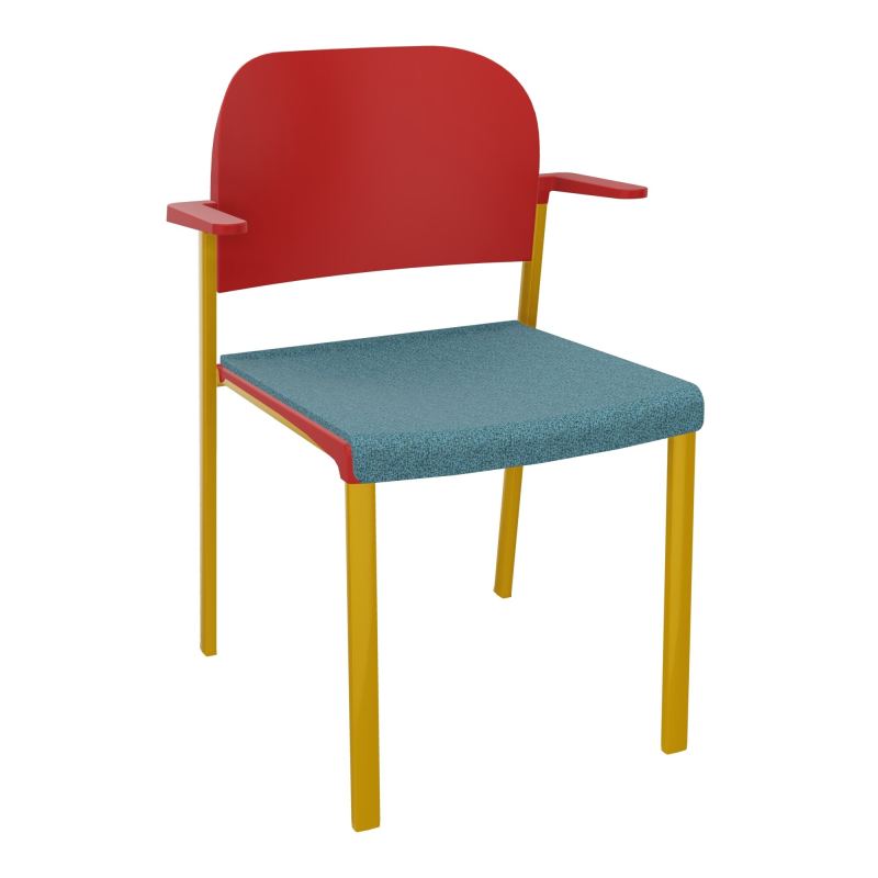 ROMY CHAISE 4P FIXES ASSISE TISSU DOSSIER POLYPRO AVEC ACCOUDOIRS  B4 SX PZ