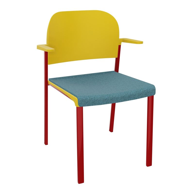 ROMY CHAISE 4P FIXES ASSISE TISSU DOSSIER POLYPRO AVEC ACCOUDOIRS  B4 ZY PW
