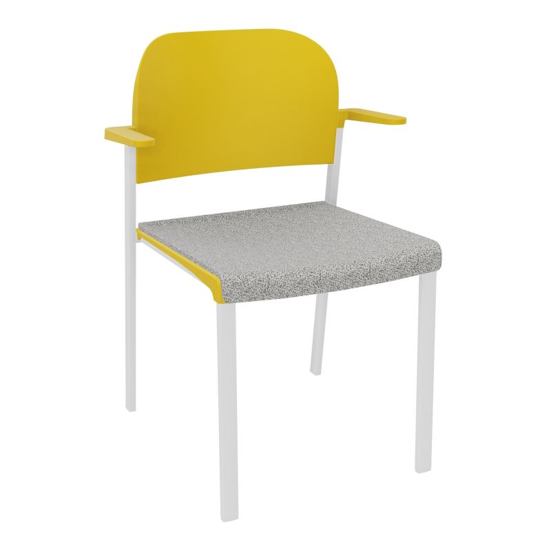 ROMY CHAISE 4P FIXES ASSISE TISSU DOSSIER POLYPRO AVEC ACCOUDOIRS  B5 SP PW