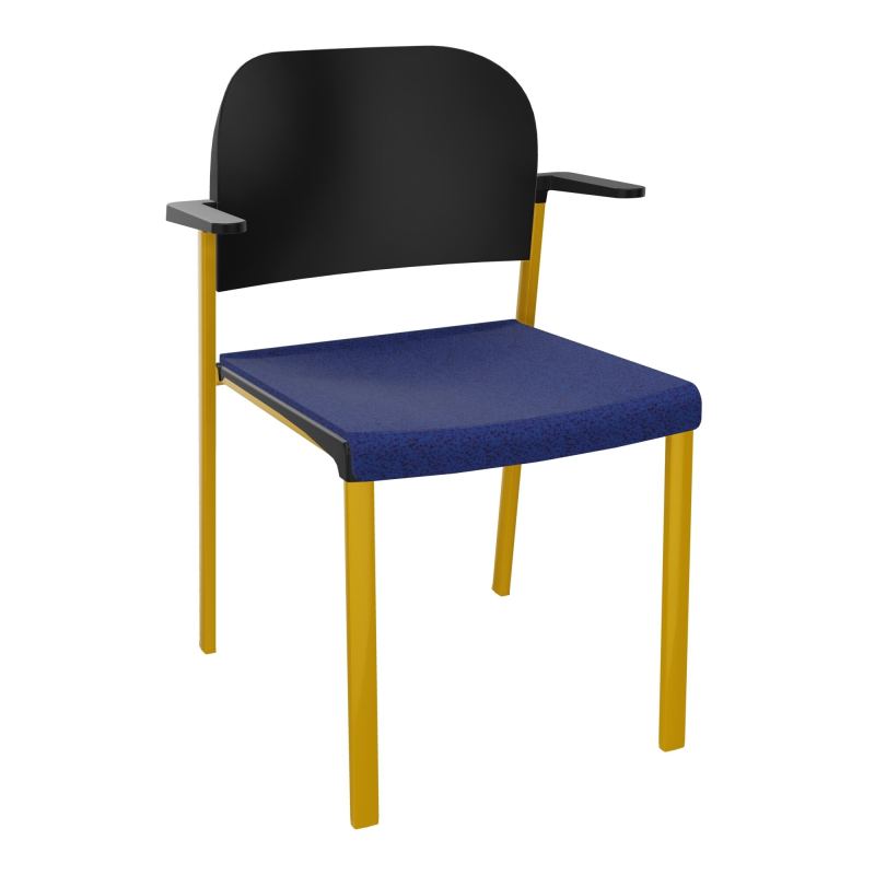 ROMY CHAISE 4P FIXES ASSISE TISSU DOSSIER POLYPRO AVEC ACCOUDOIRS  B6 SX PU