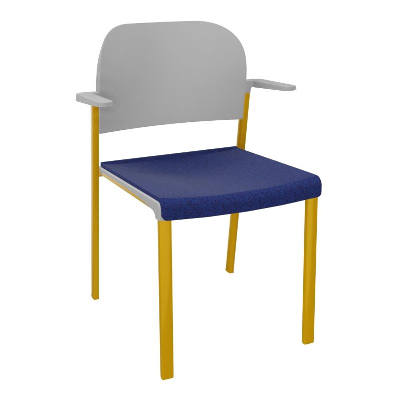 ROMY CHAISE 4P FIXES ASSISE TISSU DOSSIER POLYPRO AVEC ACCOUDOIRS  B6 SX PX