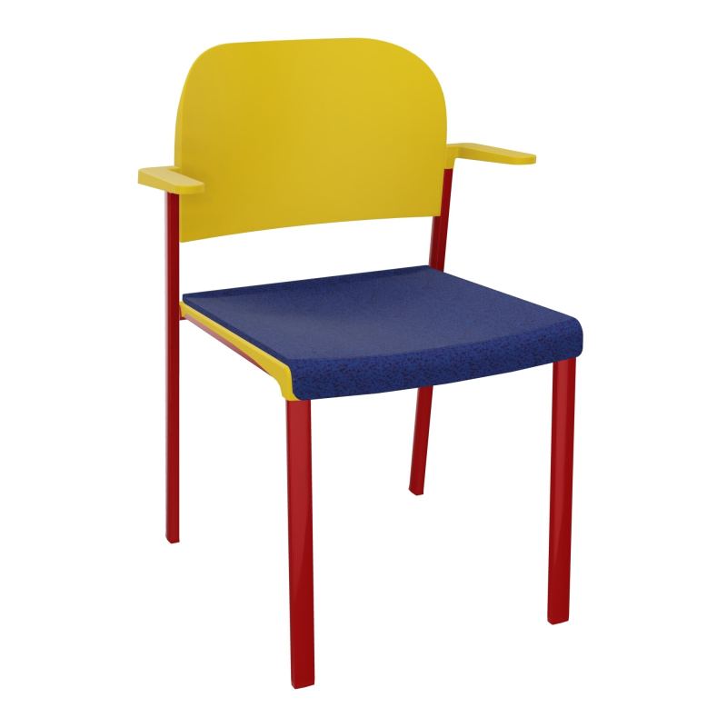 ROMY CHAISE 4P FIXES ASSISE TISSU DOSSIER POLYPRO AVEC ACCOUDOIRS  B6 ZY PW