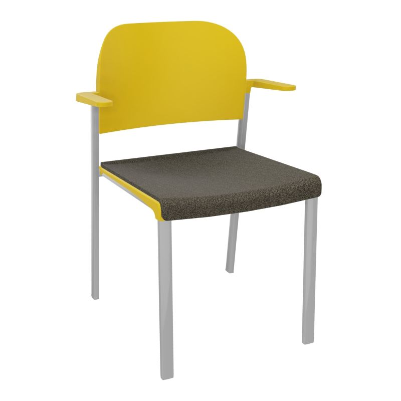 ROMY CHAISE 4P FIXES ASSISE TISSU DOSSIER POLYPRO AVEC ACCOUDOIRS  B7 SB PW