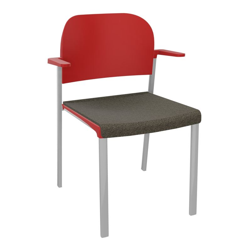 ROMY CHAISE 4P FIXES ASSISE TISSU DOSSIER POLYPRO AVEC ACCOUDOIRS  B7 SB PZ