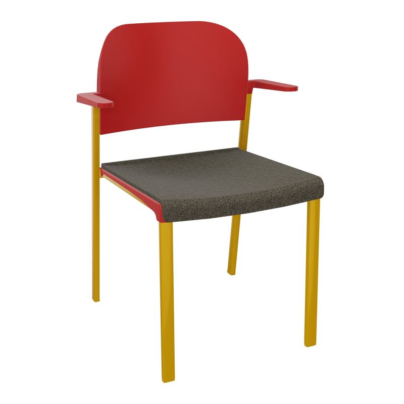 ROMY CHAISE 4P FIXES ASSISE TISSU DOSSIER POLYPRO AVEC ACCOUDOIRS  B7 SX PZ