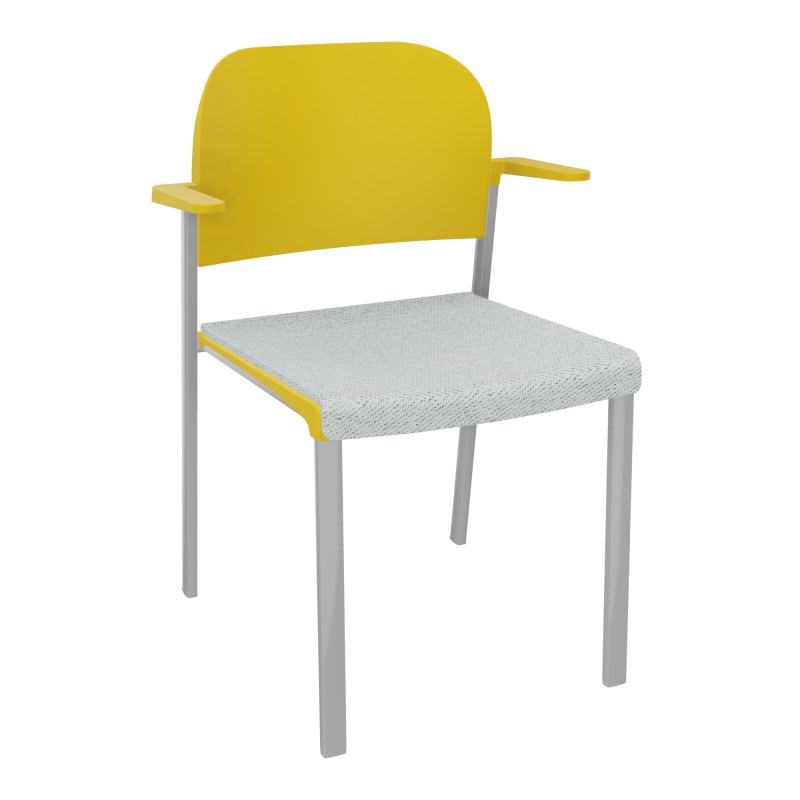 ROMY CHAISE 4P FIXES ASSISE TISSU DOSSIER POLYPRO AVEC ACCOUDOIRS BC SB PW