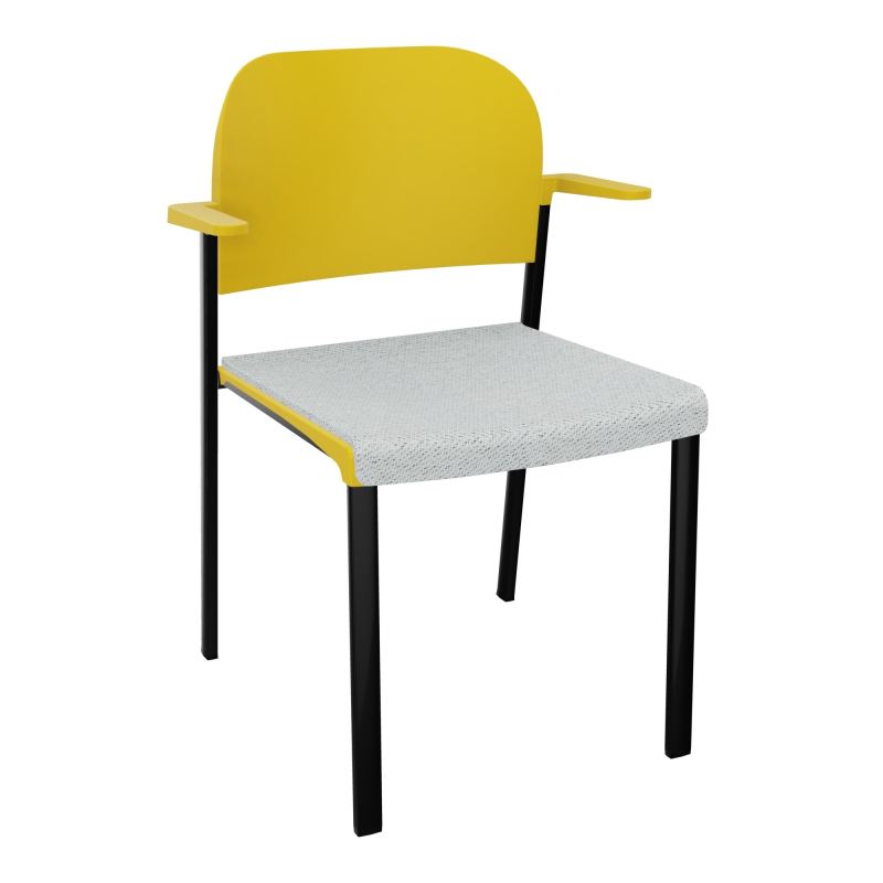 ROMY CHAISE 4P FIXES ASSISE TISSU DOSSIER POLYPRO AVEC ACCOUDOIRS BC SG PW
