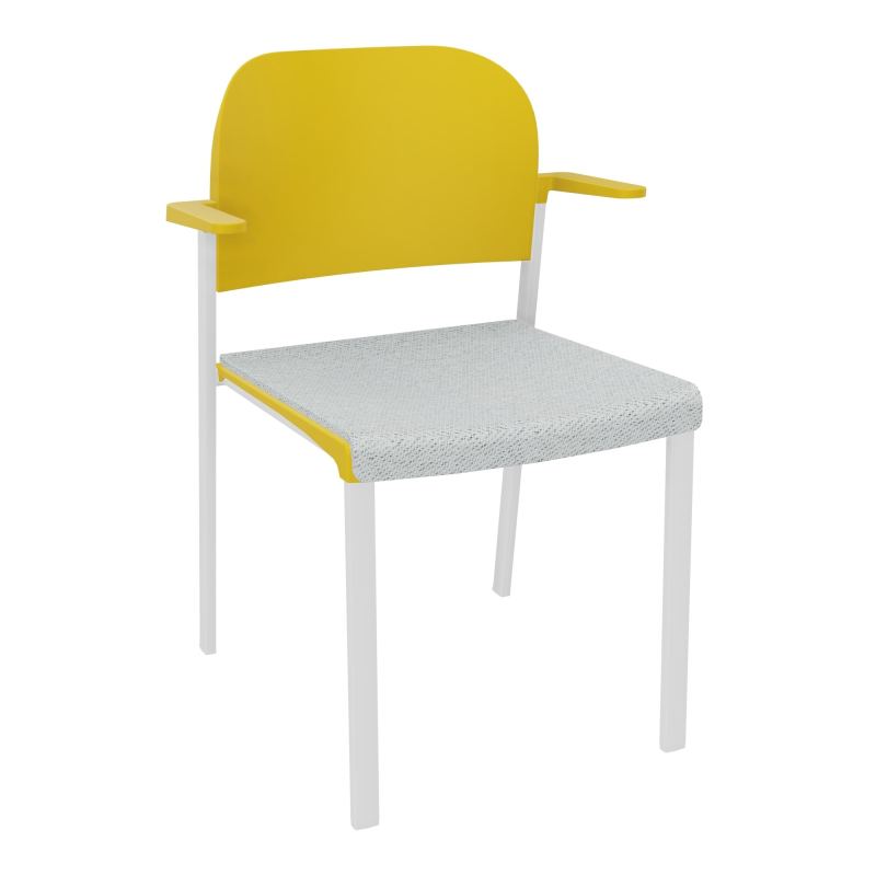 ROMY CHAISE 4P FIXES ASSISE TISSU DOSSIER POLYPRO AVEC ACCOUDOIRS BC SP PW