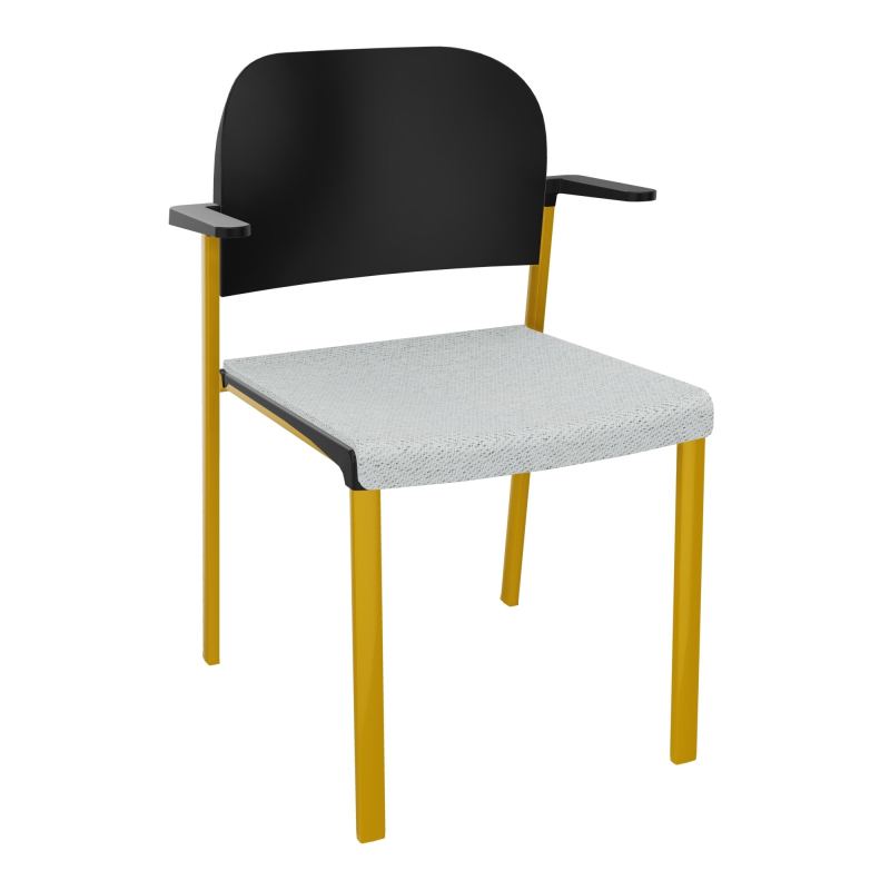 ROMY CHAISE 4P FIXES ASSISE TISSU DOSSIER POLYPRO AVEC ACCOUDOIRS BC SX PU