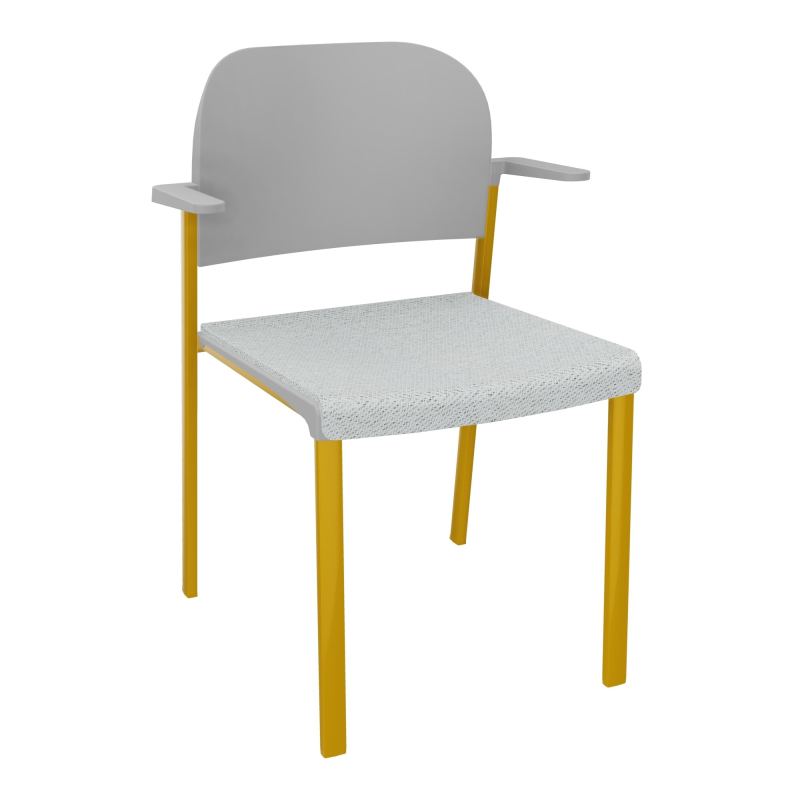 ROMY CHAISE 4P FIXES ASSISE TISSU DOSSIER POLYPRO AVEC ACCOUDOIRS BC SX PX