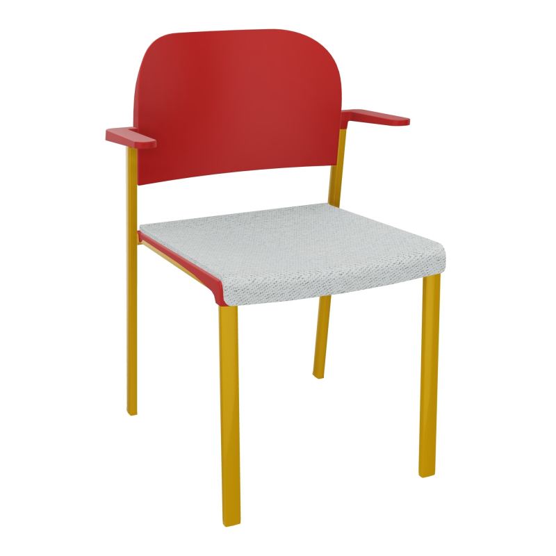 ROMY CHAISE 4P FIXES ASSISE TISSU DOSSIER POLYPRO AVEC ACCOUDOIRS BC SX PZ