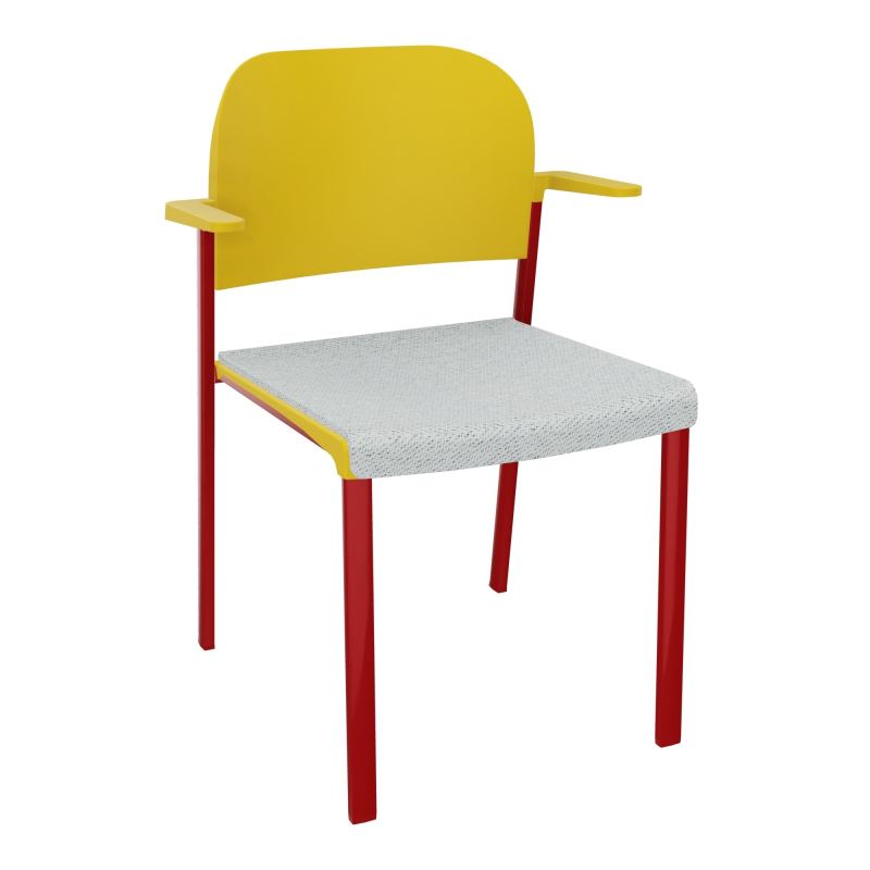 ROMY CHAISE 4P FIXES ASSISE TISSU DOSSIER POLYPRO AVEC ACCOUDOIRS BC ZY PW