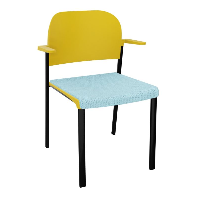 ROMY CHAISE 4P FIXES ASSISE TISSU DOSSIER POLYPRO AVEC ACCOUDOIRS BF SG PW
