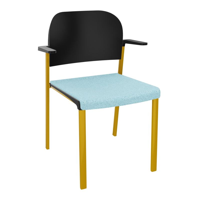 ROMY CHAISE 4P FIXES ASSISE TISSU DOSSIER POLYPRO AVEC ACCOUDOIRS BF SX PU