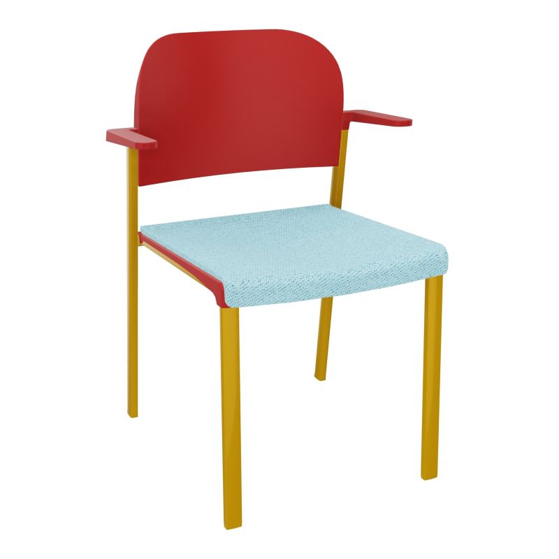 ROMY CHAISE 4P FIXES ASSISE TISSU DOSSIER POLYPRO AVEC ACCOUDOIRS BF SX PZ