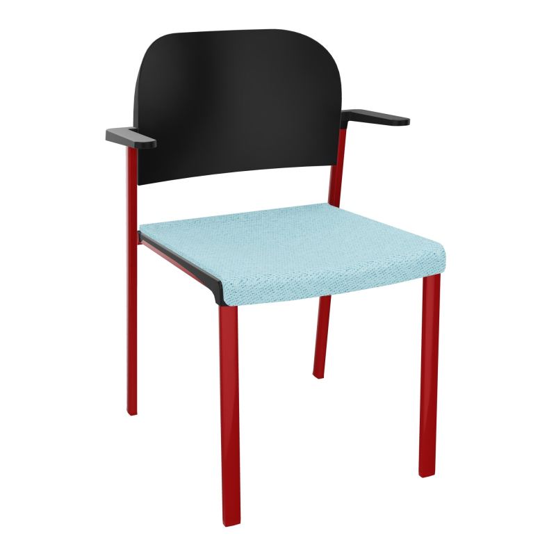 ROMY CHAISE 4P FIXES ASSISE TISSU DOSSIER POLYPRO AVEC ACCOUDOIRS BF ZY PU