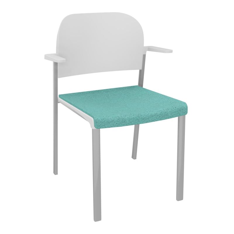 ROMY CHAISE 4P FIXES ASSISE TISSU DOSSIER POLYPRO AVEC ACCOUDOIRS BG SB PT