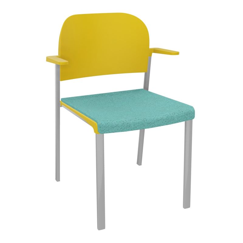 ROMY CHAISE 4P FIXES ASSISE TISSU DOSSIER POLYPRO AVEC ACCOUDOIRS BG SB PW