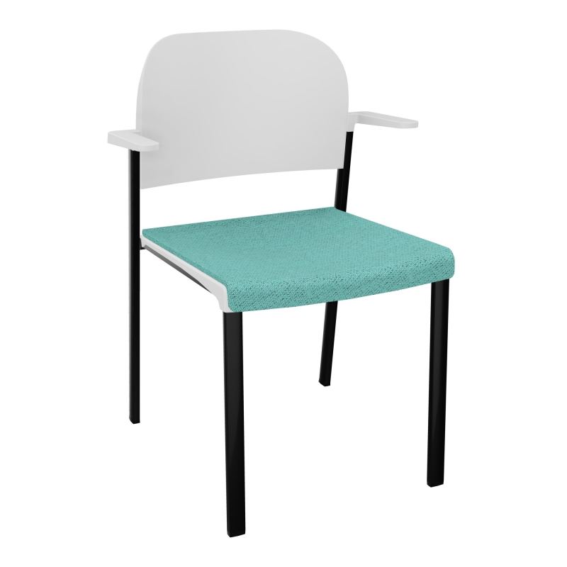 ROMY CHAISE 4P FIXES ASSISE TISSU DOSSIER POLYPRO AVEC ACCOUDOIRS BG SG PT