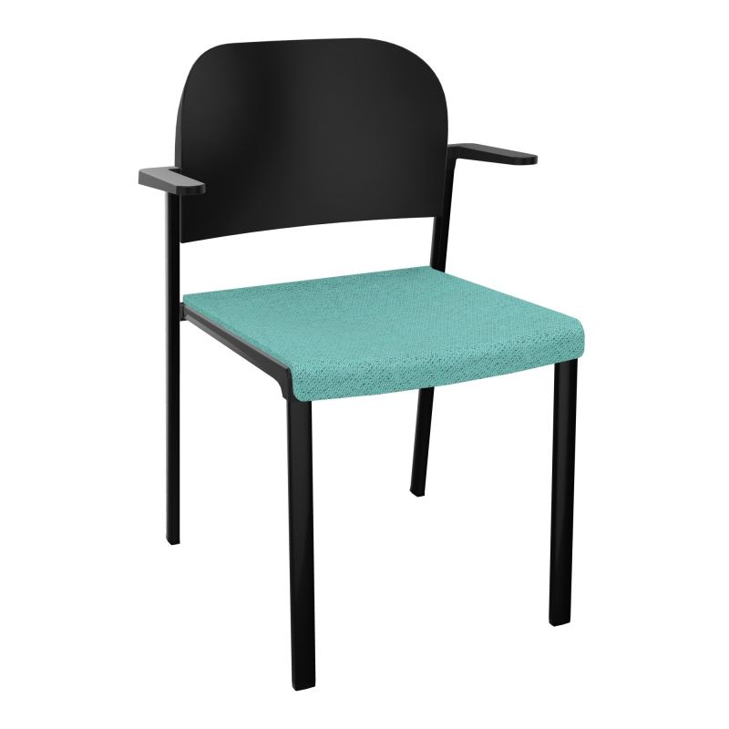 ROMY CHAISE 4P FIXES ASSISE TISSU DOSSIER POLYPRO AVEC ACCOUDOIRS BG SG PU