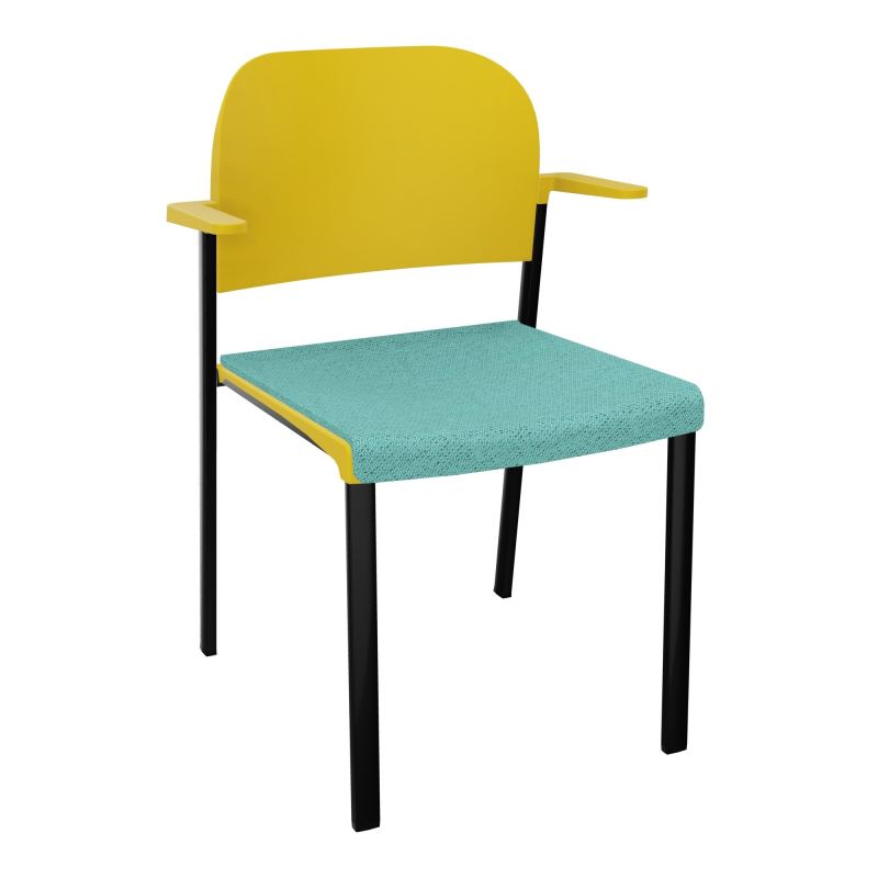 ROMY CHAISE 4P FIXES ASSISE TISSU DOSSIER POLYPRO AVEC ACCOUDOIRS BG SG PW