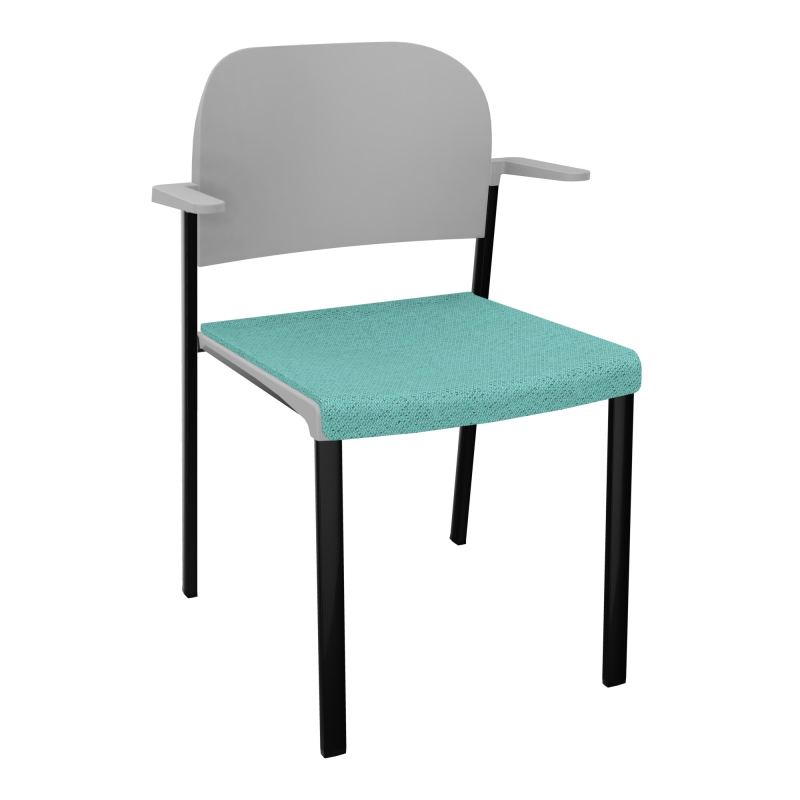 ROMY CHAISE 4P FIXES ASSISE TISSU DOSSIER POLYPRO AVEC ACCOUDOIRS BG SG PX