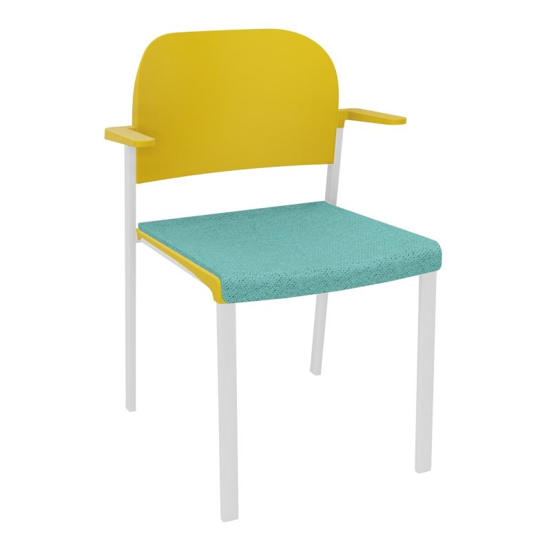 ROMY CHAISE 4P FIXES ASSISE TISSU DOSSIER POLYPRO AVEC ACCOUDOIRS BG SP PW