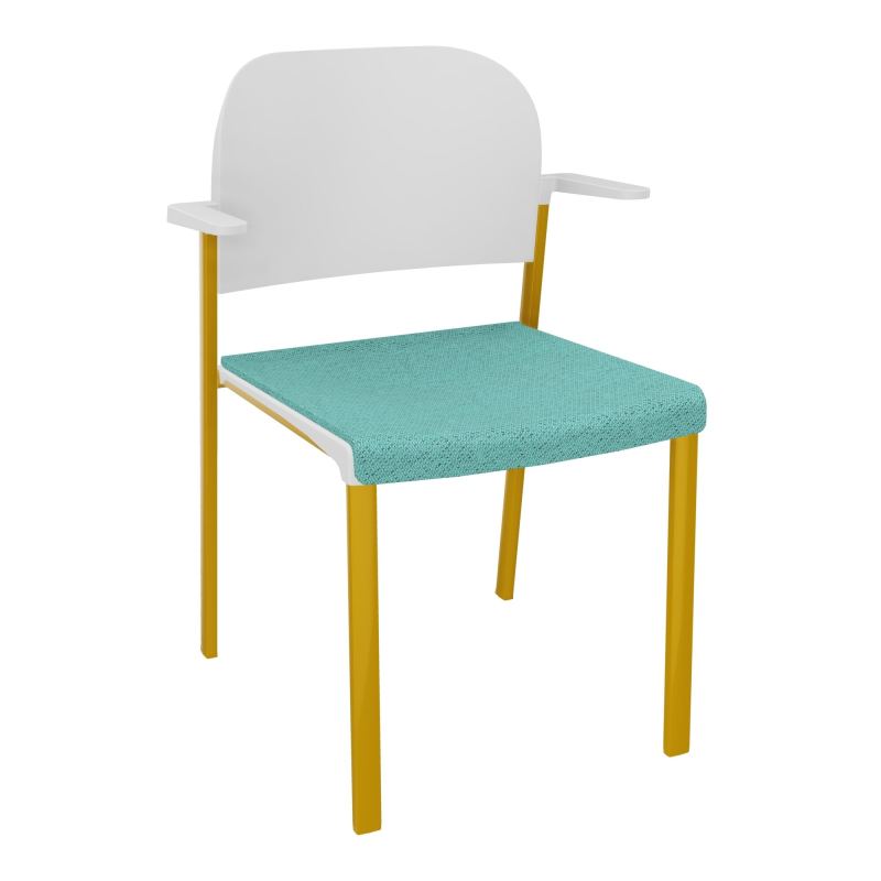 ROMY CHAISE 4P FIXES ASSISE TISSU DOSSIER POLYPRO AVEC ACCOUDOIRS BG SX PT