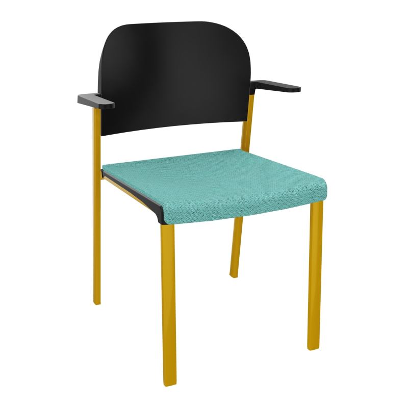 ROMY CHAISE 4P FIXES ASSISE TISSU DOSSIER POLYPRO AVEC ACCOUDOIRS BG SX PU