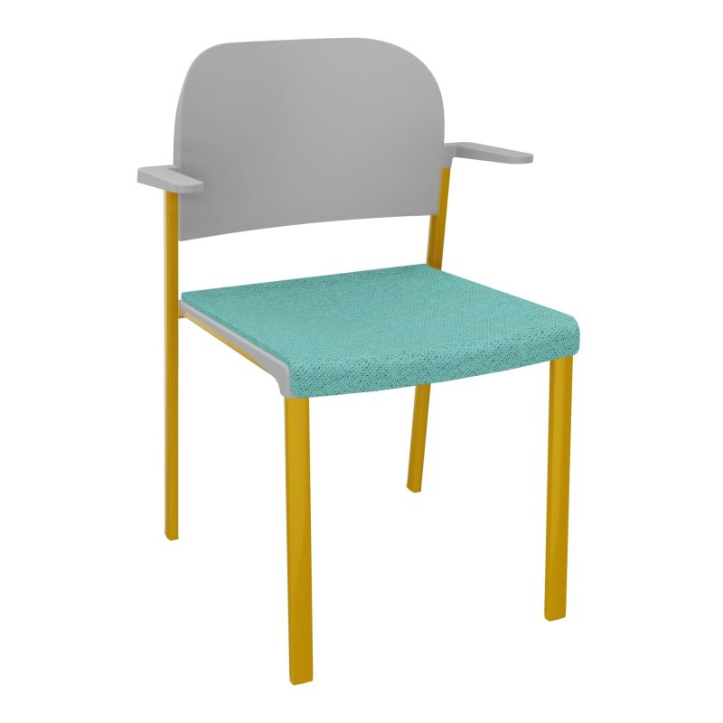 ROMY CHAISE 4P FIXES ASSISE TISSU DOSSIER POLYPRO AVEC ACCOUDOIRS BG SX PX