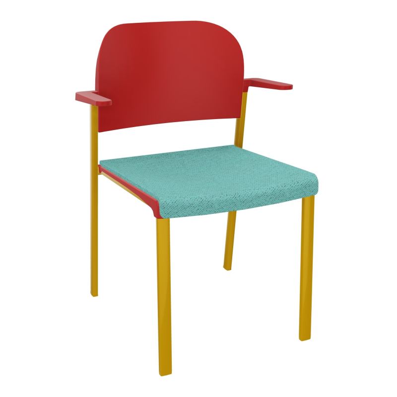 ROMY CHAISE 4P FIXES ASSISE TISSU DOSSIER POLYPRO AVEC ACCOUDOIRS BG SX PZ