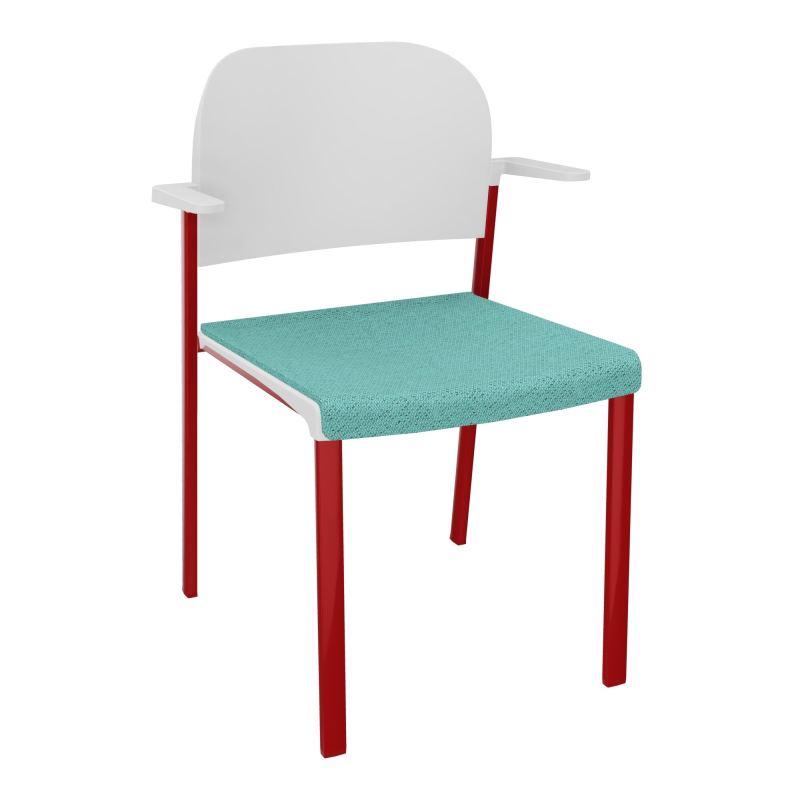ROMY CHAISE 4P FIXES ASSISE TISSU DOSSIER POLYPRO AVEC ACCOUDOIRS BG ZY PT