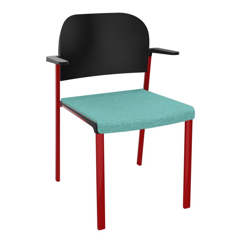 ROMY CHAISE 4P FIXES ASSISE TISSU DOSSIER POLYPRO AVEC ACCOUDOIRS BG ZY PU